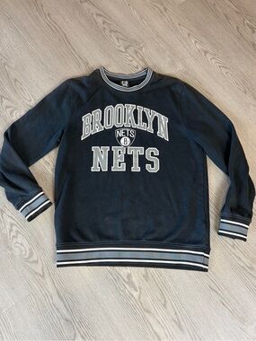 Brooklyn Nets Black Crewneck Pullover Sweatshirt